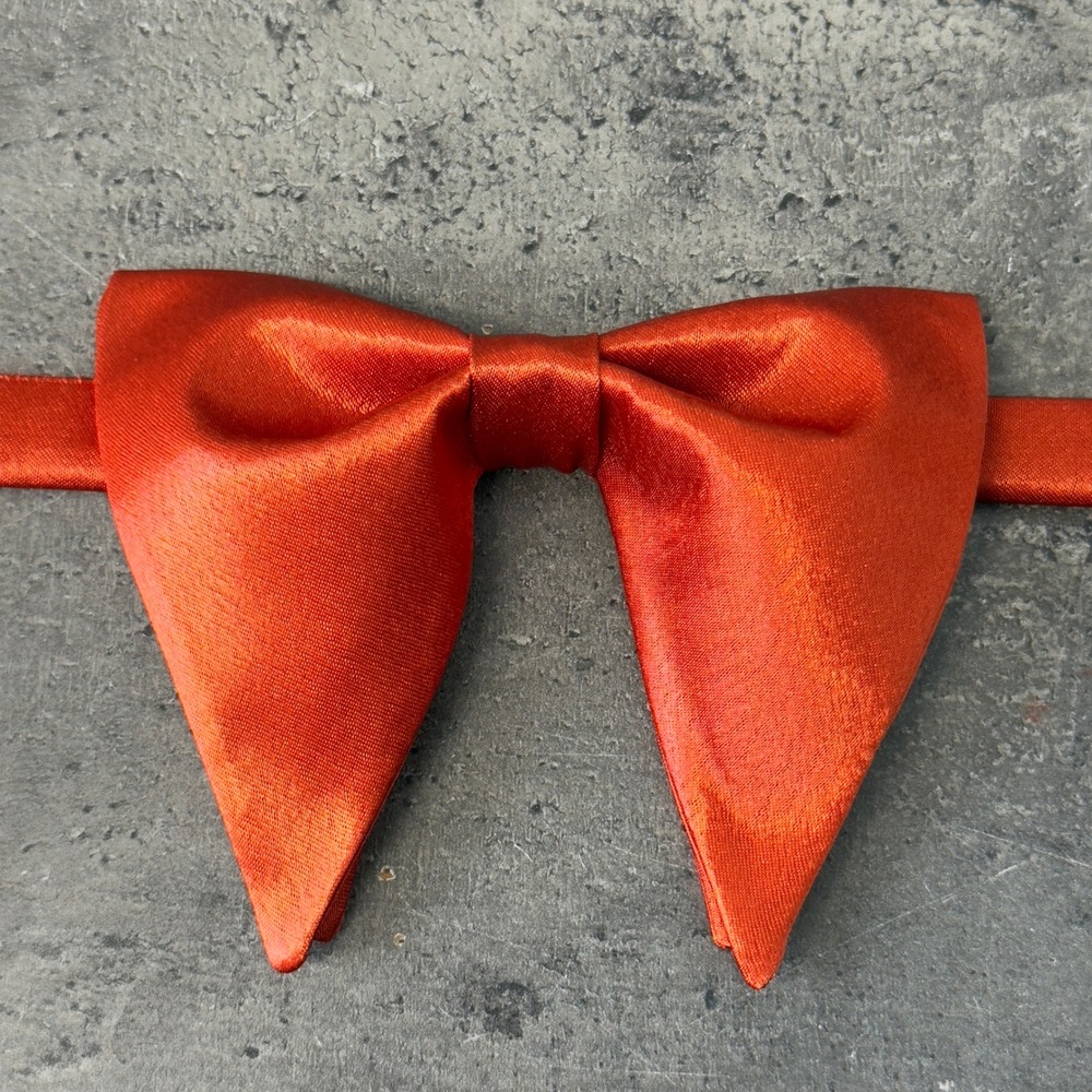 Mens Burnt Orange Satin Butterfly Bow Tie Adjustable Pre-Tied Formal Neckwear